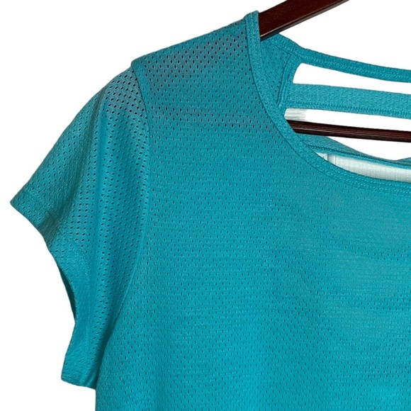 Athletic Works Turquoise Strappy Back Mesh Short Sleeve T-Shirt Extra Large XL - Picture 6 of 16
